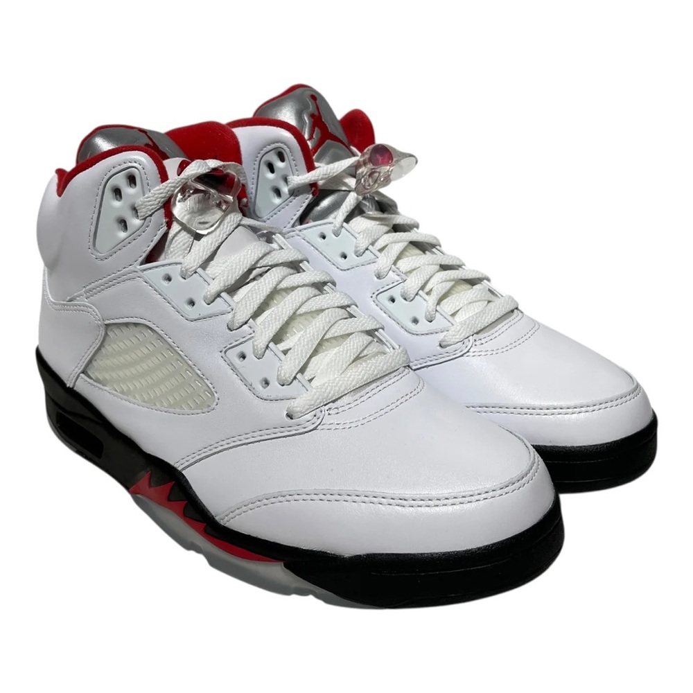 Nike White and Red High-Top Sneakers